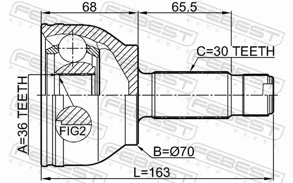 FEBEST PRZEGUB NAPĘDOWY 1610-W639R 