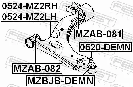 FEBEST TULEJA WAHACZA MZAB-082 