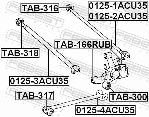 FEBEST TULEJA WAHACZA TAB-166RUB 