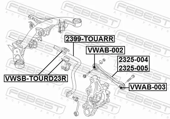 FEBEST TULEJA STABILIZATORA VWSB-TOURD23R 