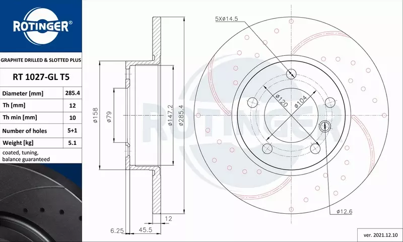 ROTINGER TARCZA HAMULCOWA RT 1027-GL T5 