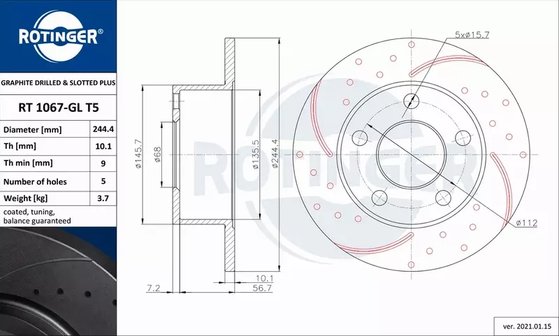 ROTINGER TARCZA HAMULCOWA RT 1067-GL T5 