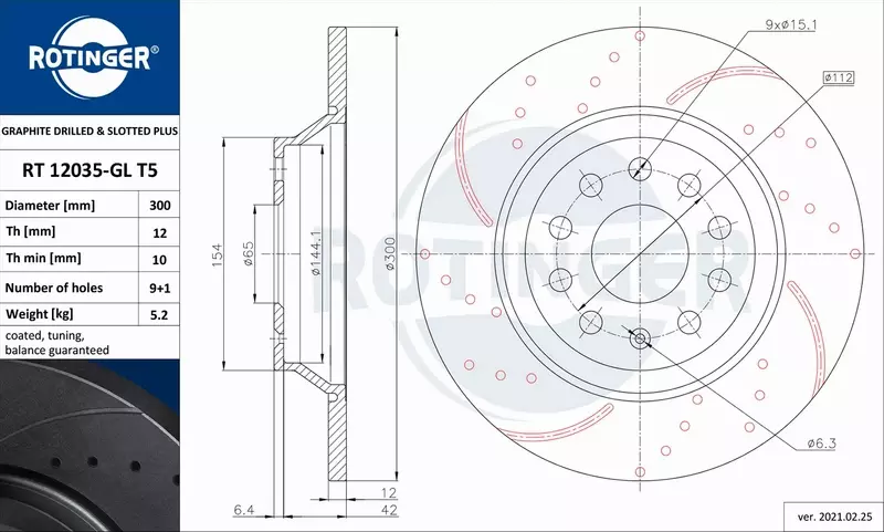 ROTINGER TARCZA HAMULCOWA RT 12035-GL T5 