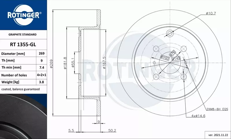 ROTINGER TARCZA HAMULCOWA RT 1355-GL 