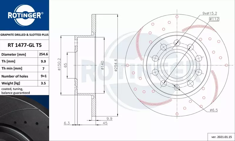 ROTINGER TARCZE+KLOCKI TYŁ VW SCIROCCO 253MM 