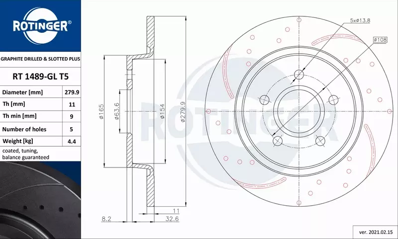 ROTINGER TARCZE+KLOCKI TYŁ FORD C-MAX I 280MM 