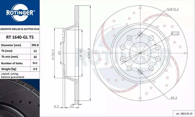 ROTINGER TARCZE+KLOCKI TYŁ AUDI A3 8P 282MM 