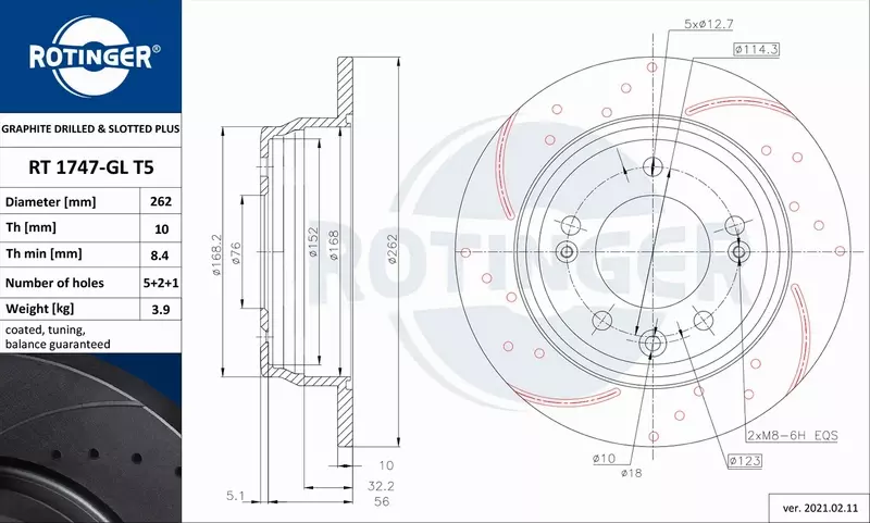 ROTINGER TARCZA HAMULCOWA RT 1747-GL T5 