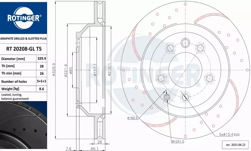 ROTINGER TARCZA HAMULCOWA RT 20208-GL T5 