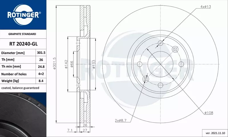 ROTINGER TARCZA HAMULCOWA RT 20240-GL 