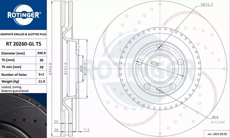 ROTINGER TARCZA HAMULCOWA RT 20260-GL T5 