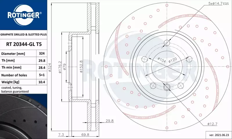 ROTINGER TARCZA HAMULCOWA RT 20344-GL T5 