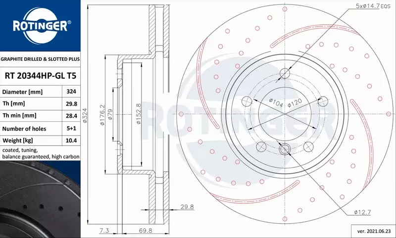 ROTINGER TARCZA HAMULCOWA RT 20344HP-GL T5 