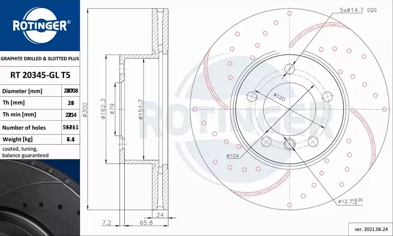 ROTINGER TARCZA HAMULCOWA RT 20345-GL T5 