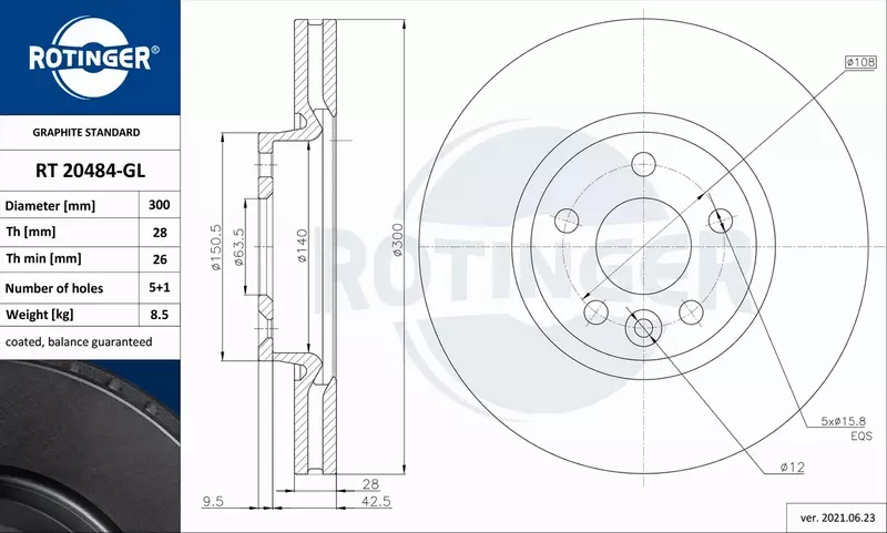 ROTINGER TARCZA HAMULCOWA RT 20484-GL 