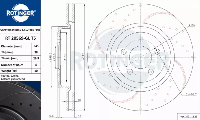 ROTINGER TARCZA HAMULCOWA RT 20569-GL T5 