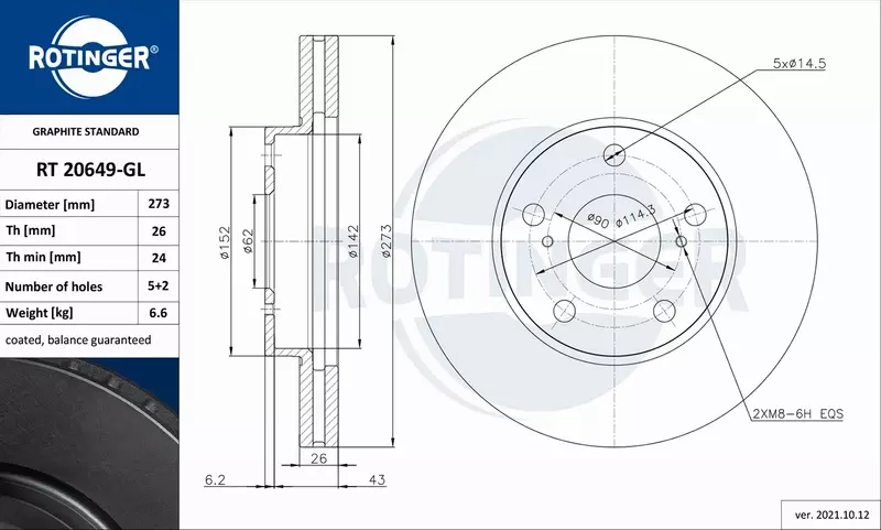 ROTINGER TARCZA HAMULCOWA RT 20649-GL 