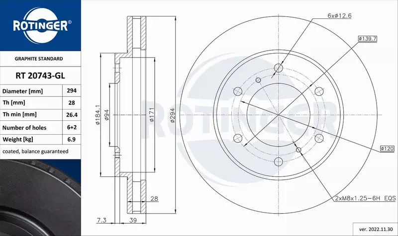 ROTINGER TARCZA HAMULCOWA RT 20743-GL 