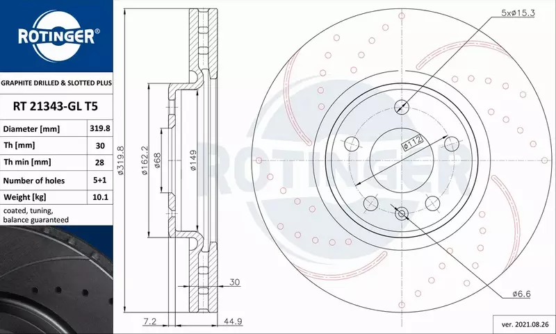 ROTINGER TARCZA HAMULCOWA RT 21343-GL T5 