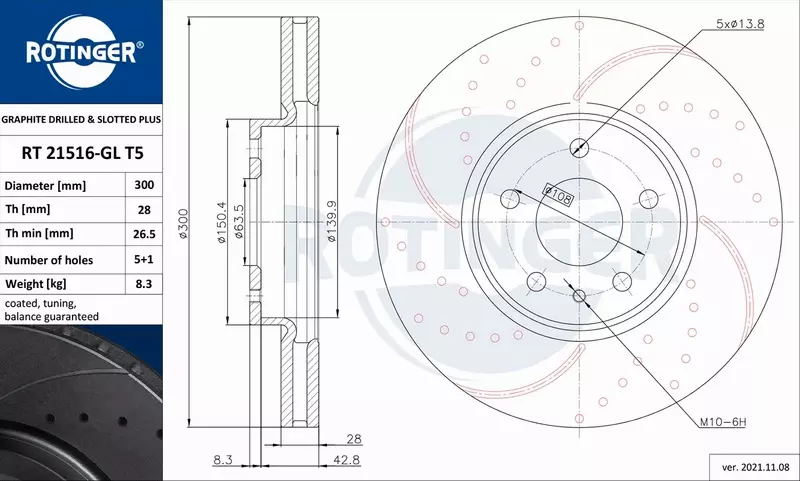 ROTINGER TARCZA HAMULCOWA RT 21516-GL T5 