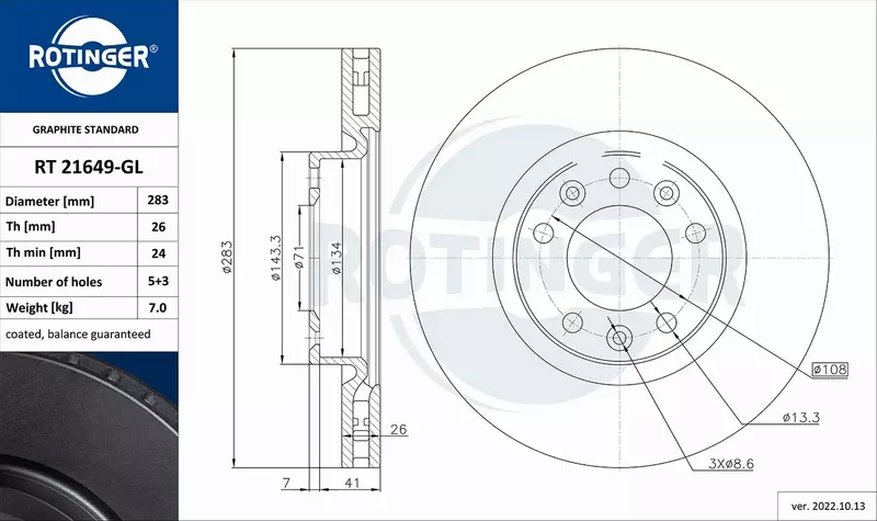 ROTINGER TARCZA HAMULCOWA RT 21649-GL 