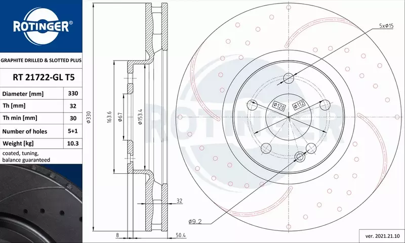 ROTINGER TARCZA HAMULCOWA RT 21722-GL T5 