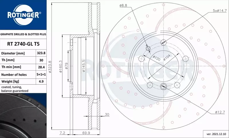 ROTINGER TARCZA HAMULCOWA RT 2740-GL T5 