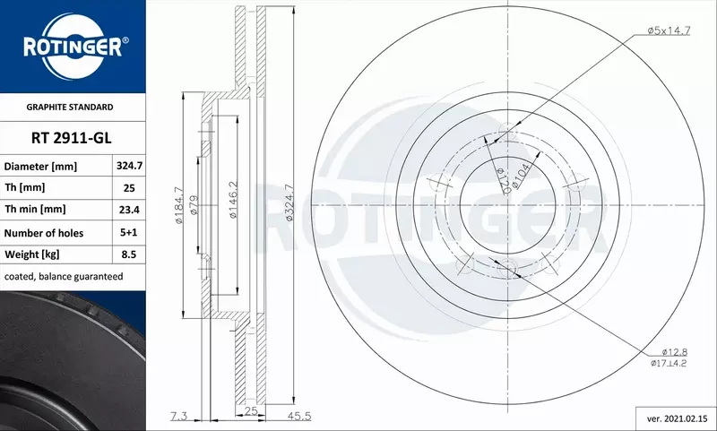 ROTINGER TARCZA HAMULCOWA RT 2911-GL 