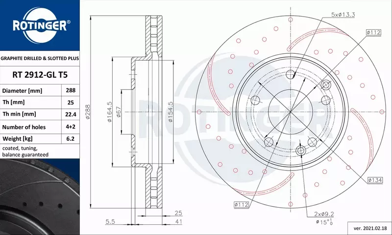 ROTINGER TARCZA HAMULCOWA RT 2912-GL T5 