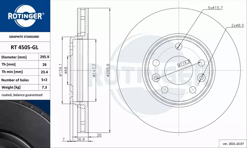 ROTINGER TARCZA HAMULCOWA RT 4505-GL 