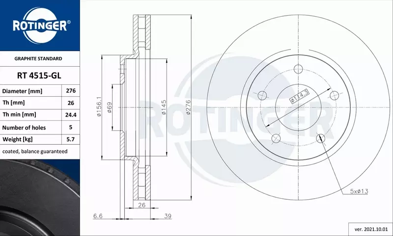 ROTINGER TARCZA HAMULCOWA RT 4515-GL 