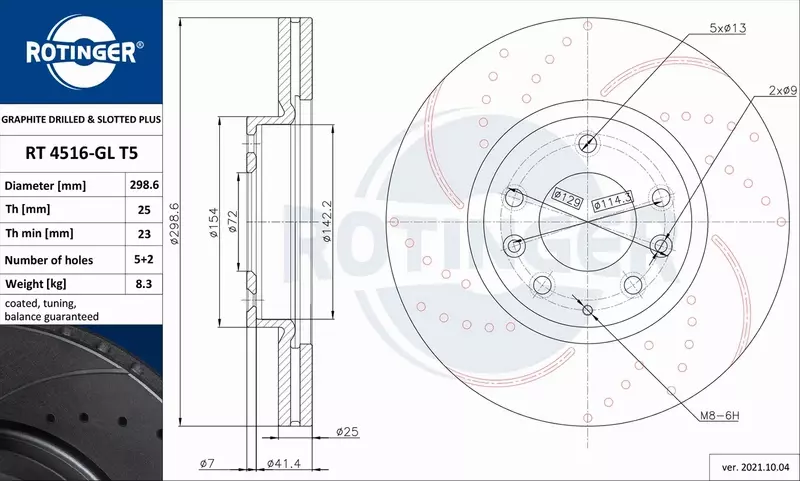 ROTINGER TARCZA HAMULCOWA RT 4516-GL T5 