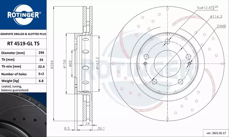 ROTINGER TARCZA HAMULCOWA RT 4519-GL T5 