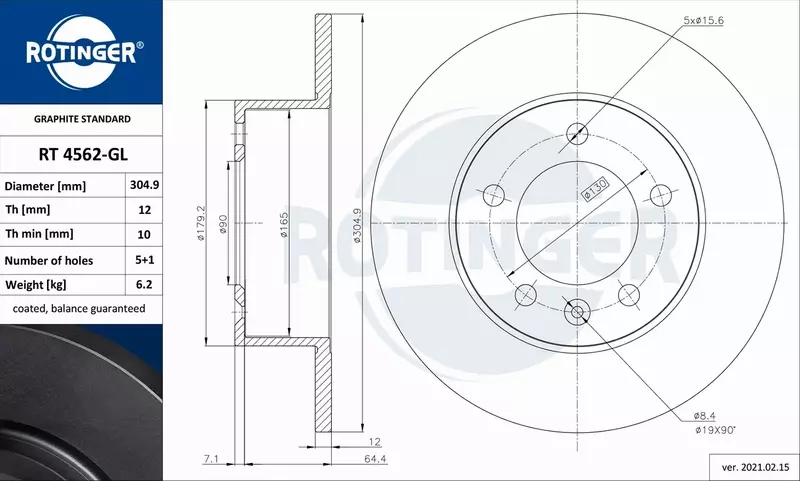 ROTINGER TARCZA HAMULCOWA RT 4562-GL 