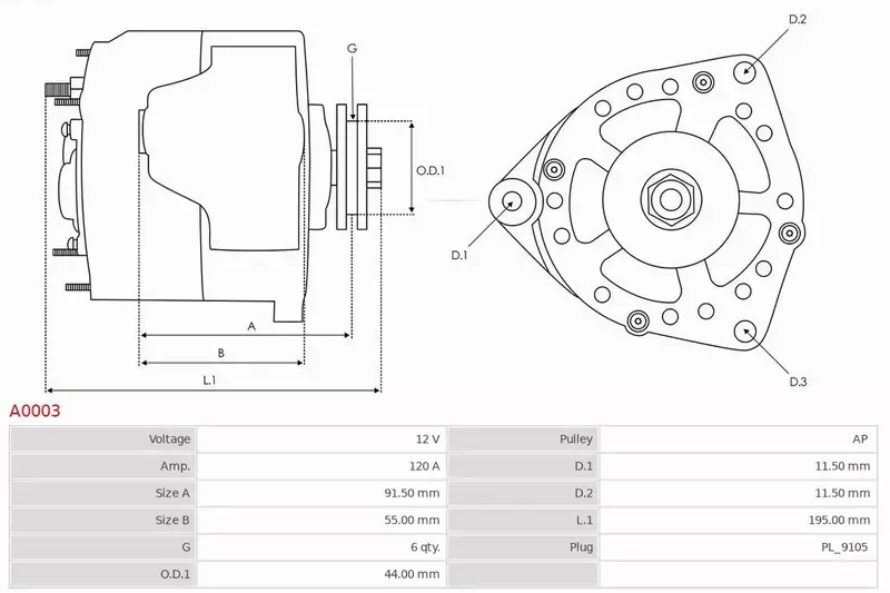 AS-PL ALTERNATOR A0003 