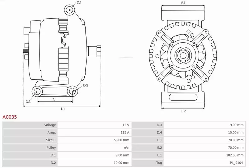 AS-PL ALTERNATOR A0035 