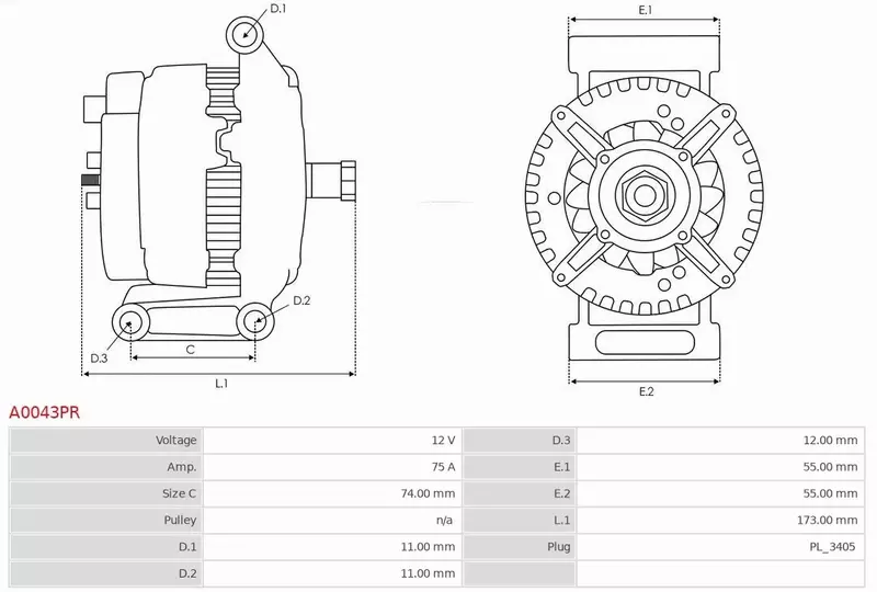 AS-PL ALTERNATOR A0043PR 