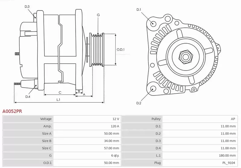 AS-PL ALTERNATOR A0052PR 