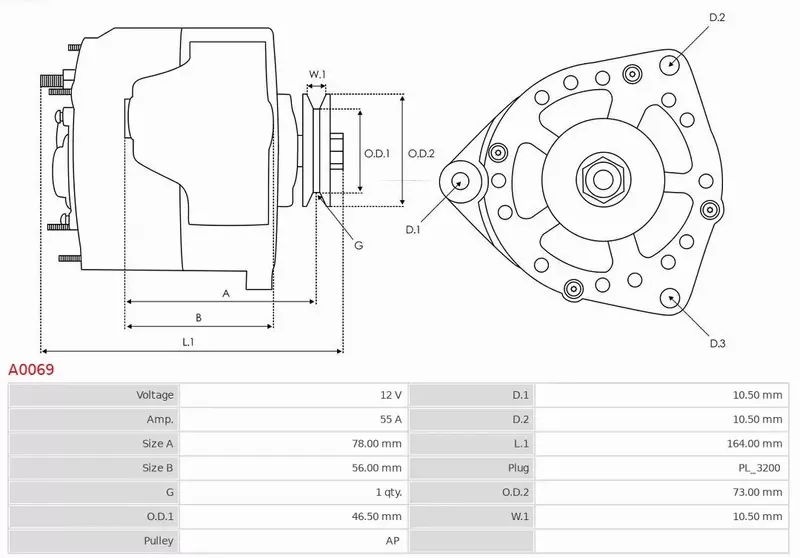 AS-PL ALTERNATOR A0069 