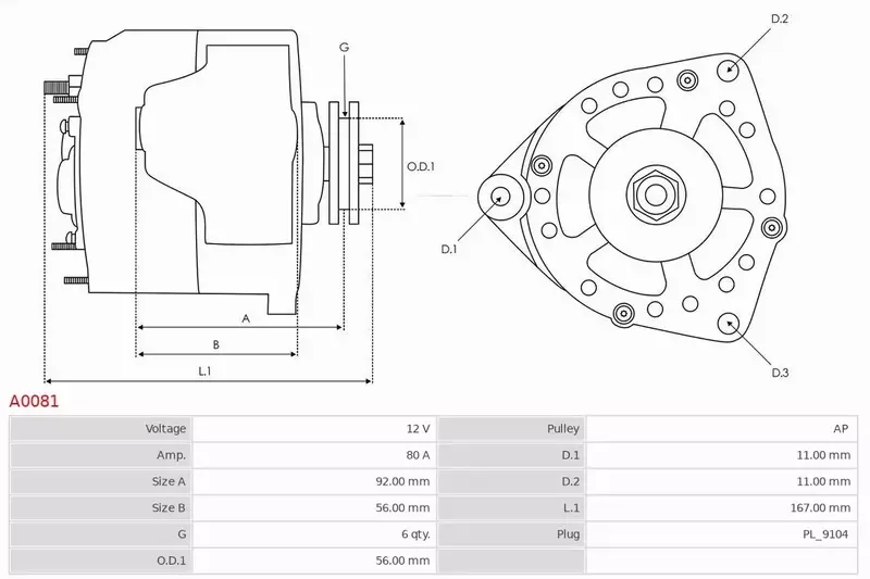 AS-PL ALTERNATOR A0081 