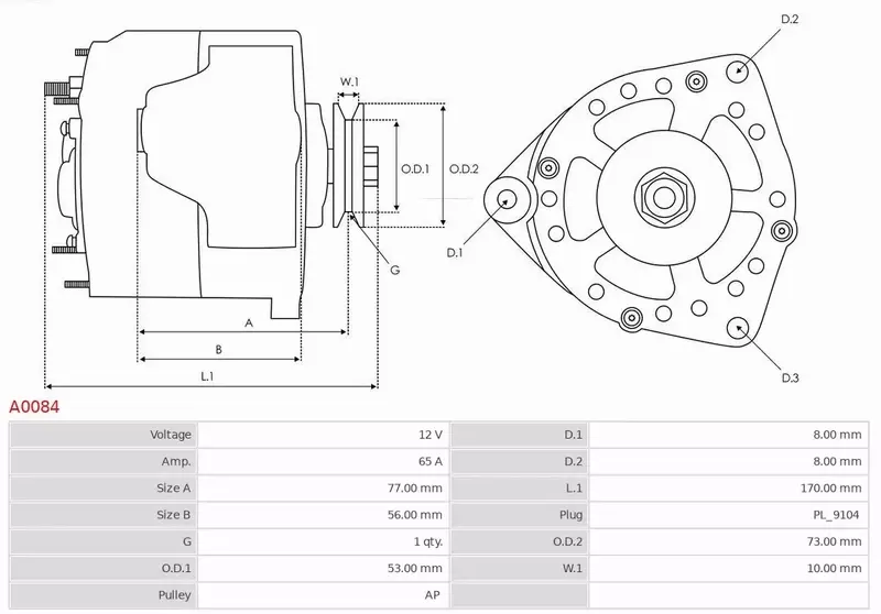 AS-PL ALTERNATOR A0084 