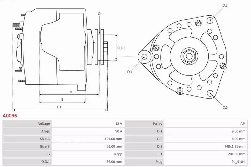 AS-PL ALTERNATOR A0096 