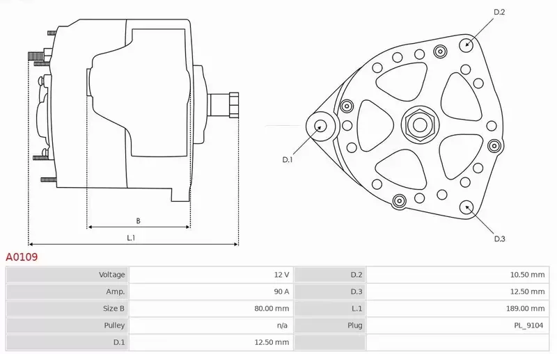 AS-PL ALTERNATOR A0109 