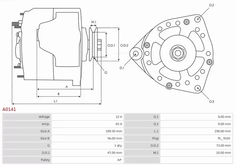 AS-PL ALTERNATOR A0141 