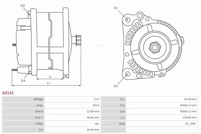 AS-PL ALTERNATOR A0142 