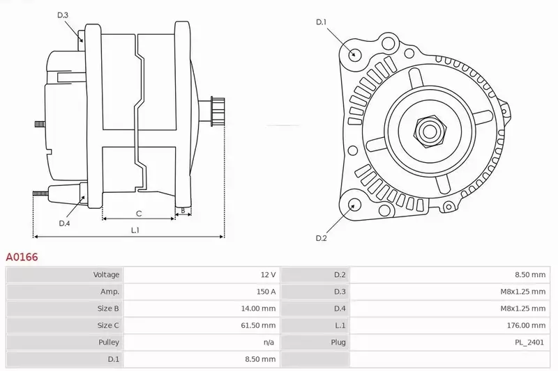 AS-PL ALTERNATOR A0166 