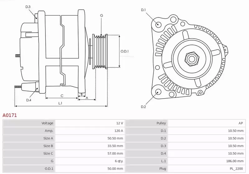 AS-PL ALTERNATOR A0171 