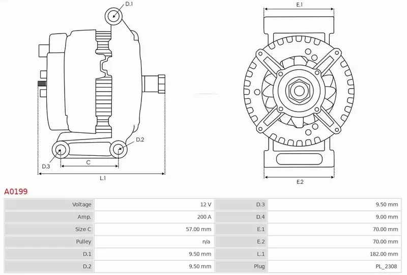 AS-PL ALTERNATOR A0199 