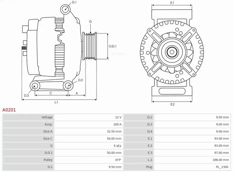 AS-PL ALTERNATOR A0201 