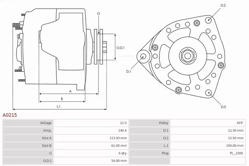 AS-PL ALTERNATOR A0215 